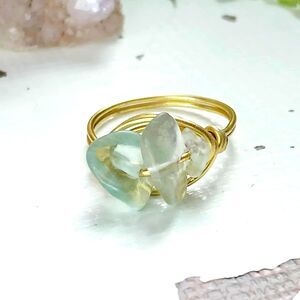 Rainbow Fluorite Crystal Ring, Stackable Gemstone Ring, Size 5.5